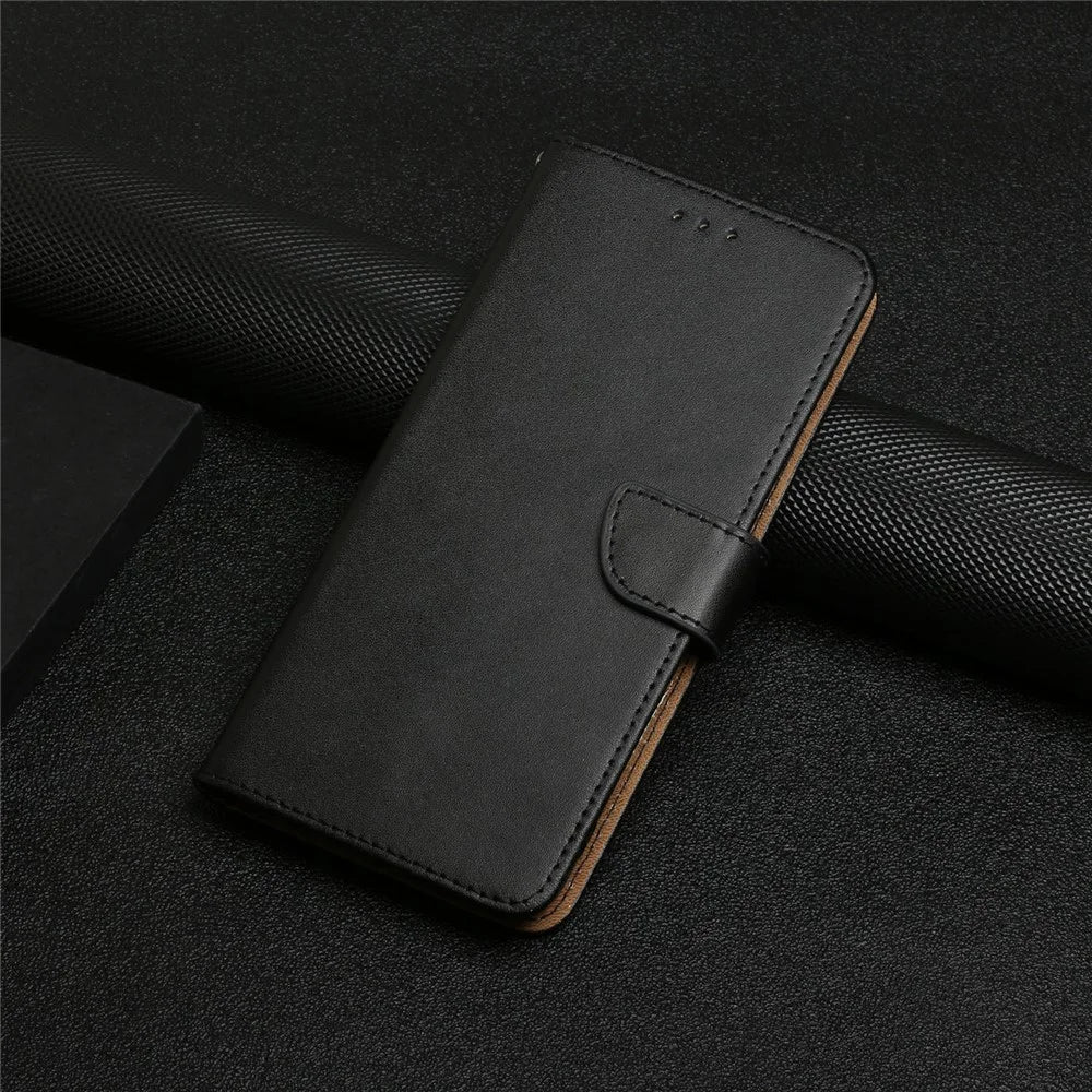 For iPhone 18 Pro Max / 17 Pro Max Case Genuine Cow Leather Phone Cover Nappa Texture - Black - 7