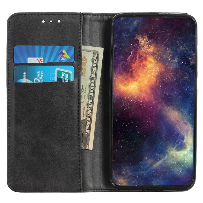 For Samsung Galaxy S23 Magnetic Auto Closing Phone Stand Case Cowhide Texture Split Leather Drop-proof Cover with Wallet - Black - 2
