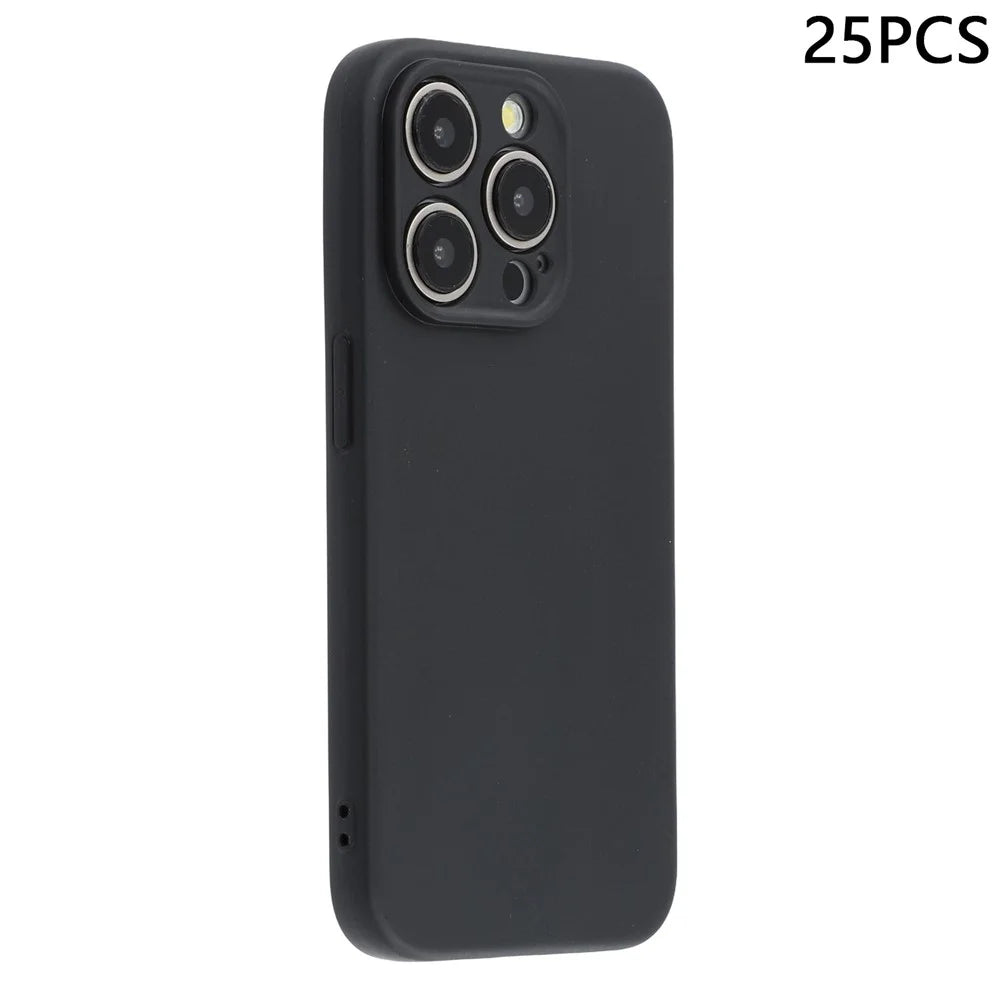 25Pcs For iPhone 14 Pro Max Case 1.2mm TPU Matte Phone Cover - Black - 1