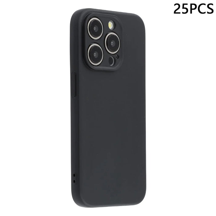 25Pcs For iPhone 14 Pro Max Case 1.2mm TPU Matte Phone Cover - Black - 1