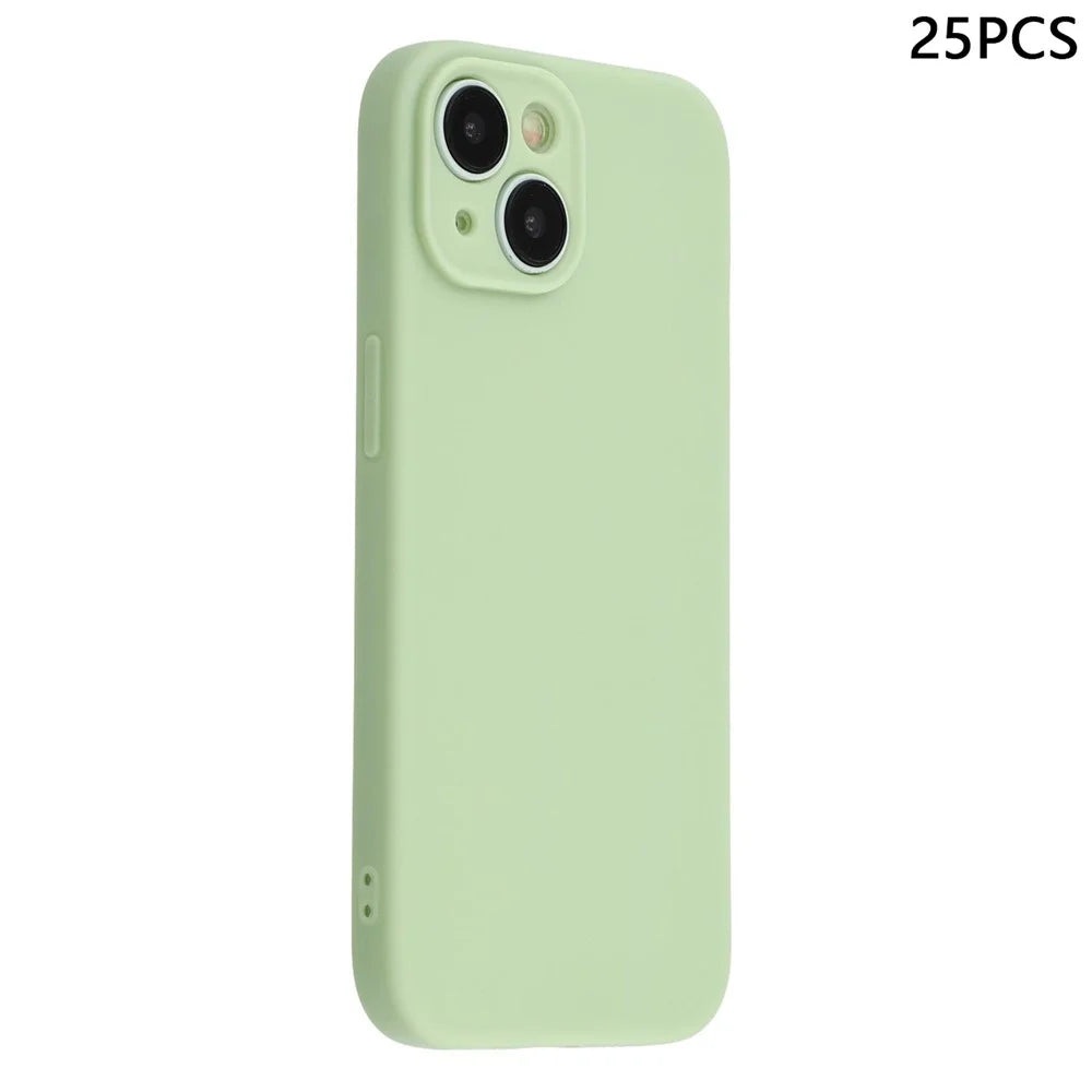 25Pcs For iPhone 14 Case 1.2mm TPU Matte Phone Cover - Matcha Green - 1