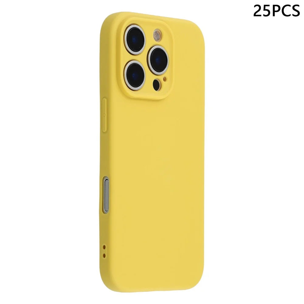 25Pcs For iPhone 16 Pro Max Case 1.2mm TPU Matte Phone Cover - Yellow - 1