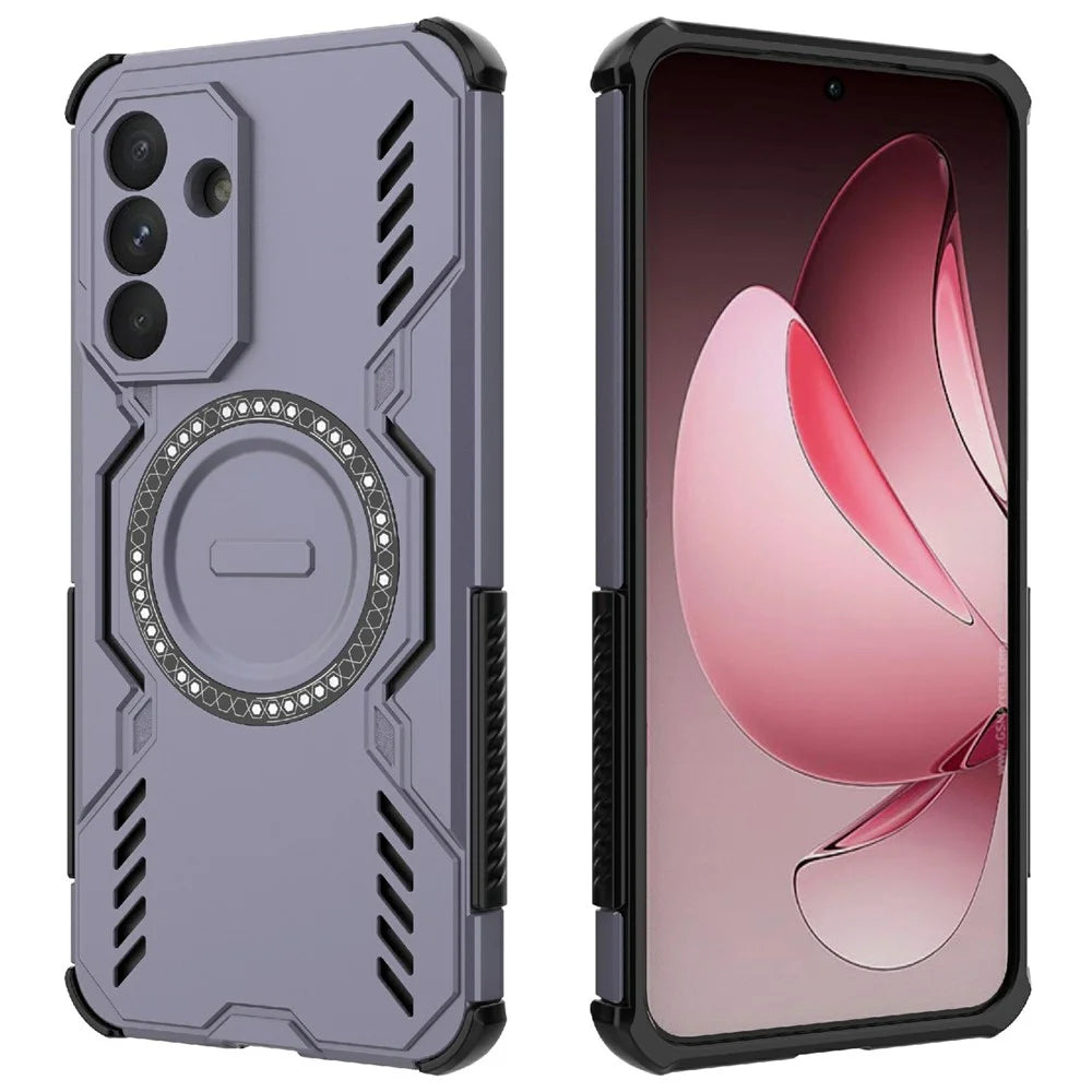 For Samsung Galaxy A36 5G Magnetic Case Butterfly Armor Hollow Heat Dissipation PC + TPU Phone Cover - Purple - 2