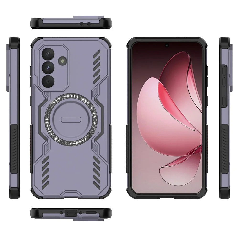 For Samsung Galaxy A36 5G Magnetic Case Butterfly Armor Hollow Heat Dissipation PC + TPU Phone Cover - Purple - 3