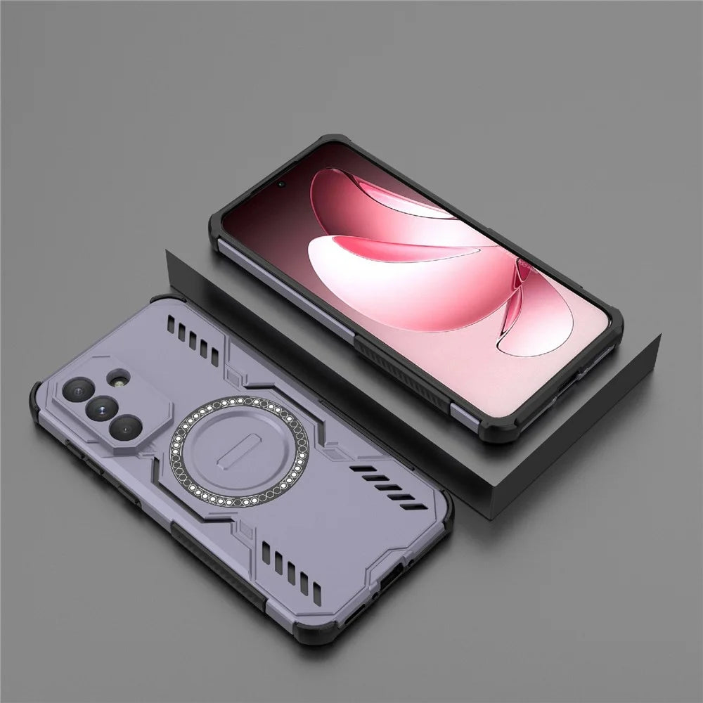 For Samsung Galaxy A36 5G Magnetic Case Butterfly Armor Hollow Heat Dissipation PC + TPU Phone Cover - Purple - 4