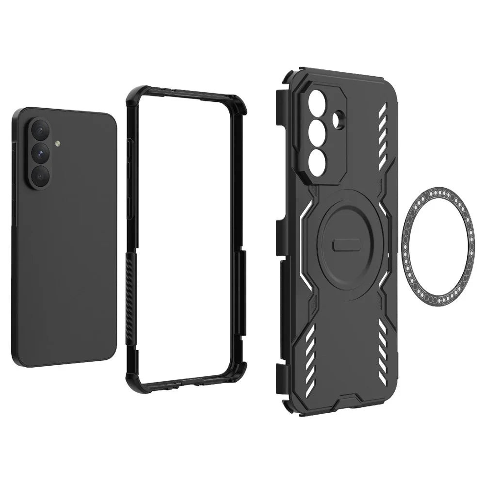 For Samsung Galaxy A36 5G Magnetic Case Butterfly Armor Hollow Heat Dissipation PC + TPU Phone Cover - Purple - 5