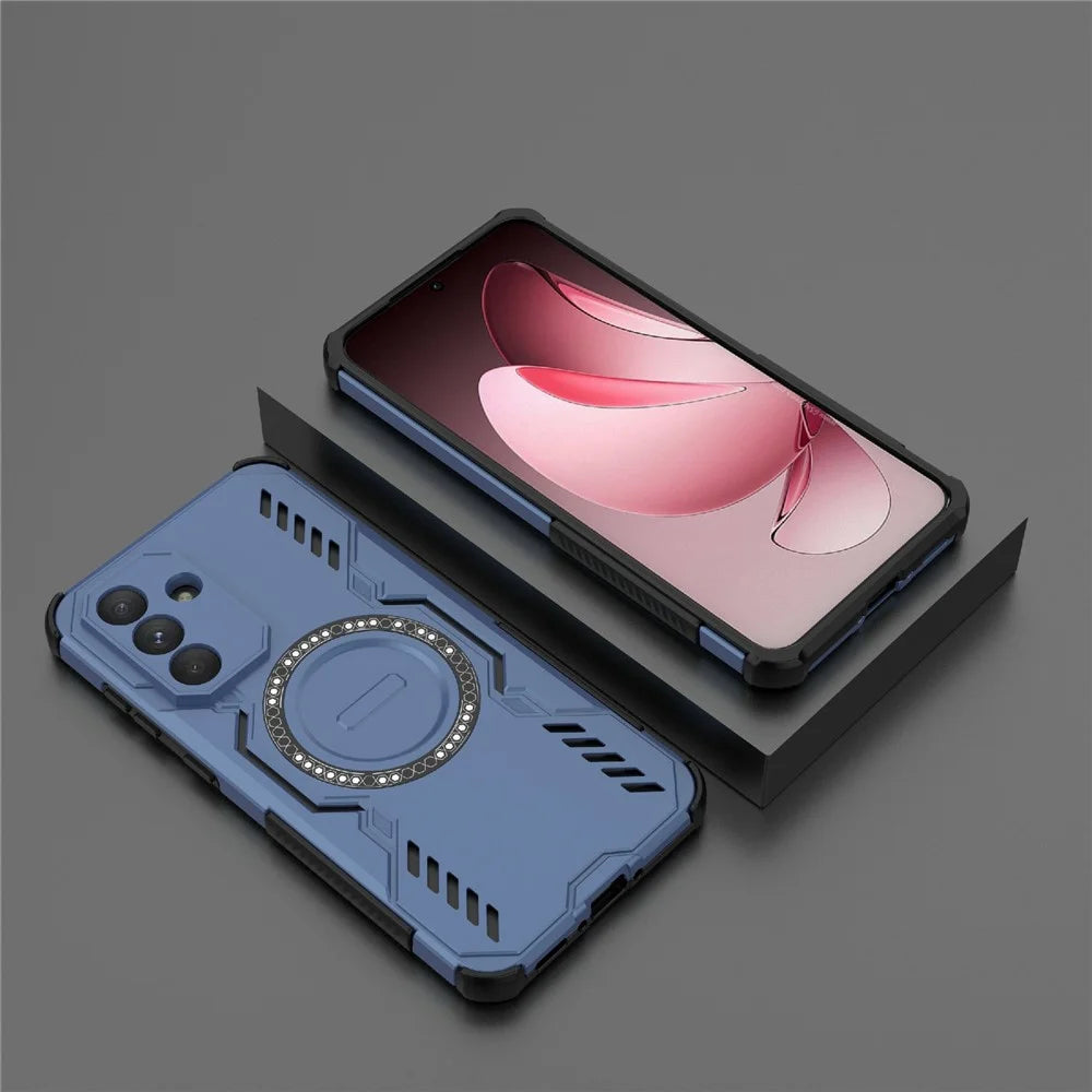 For Samsung Galaxy A56 5G Magnetic Case Butterfly Armor Hollow Heat Dissipation PC + TPU Phone Cover - Blue - 4