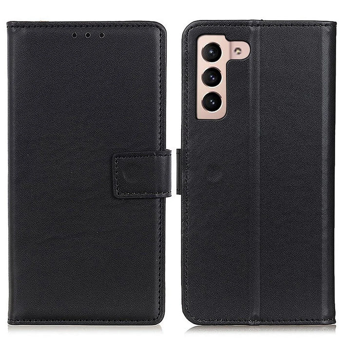 For Samsung Galaxy S23 PU Leather Phone Anti-drop Cover Foldable Stand Protective Case with Wallet - Black - 1