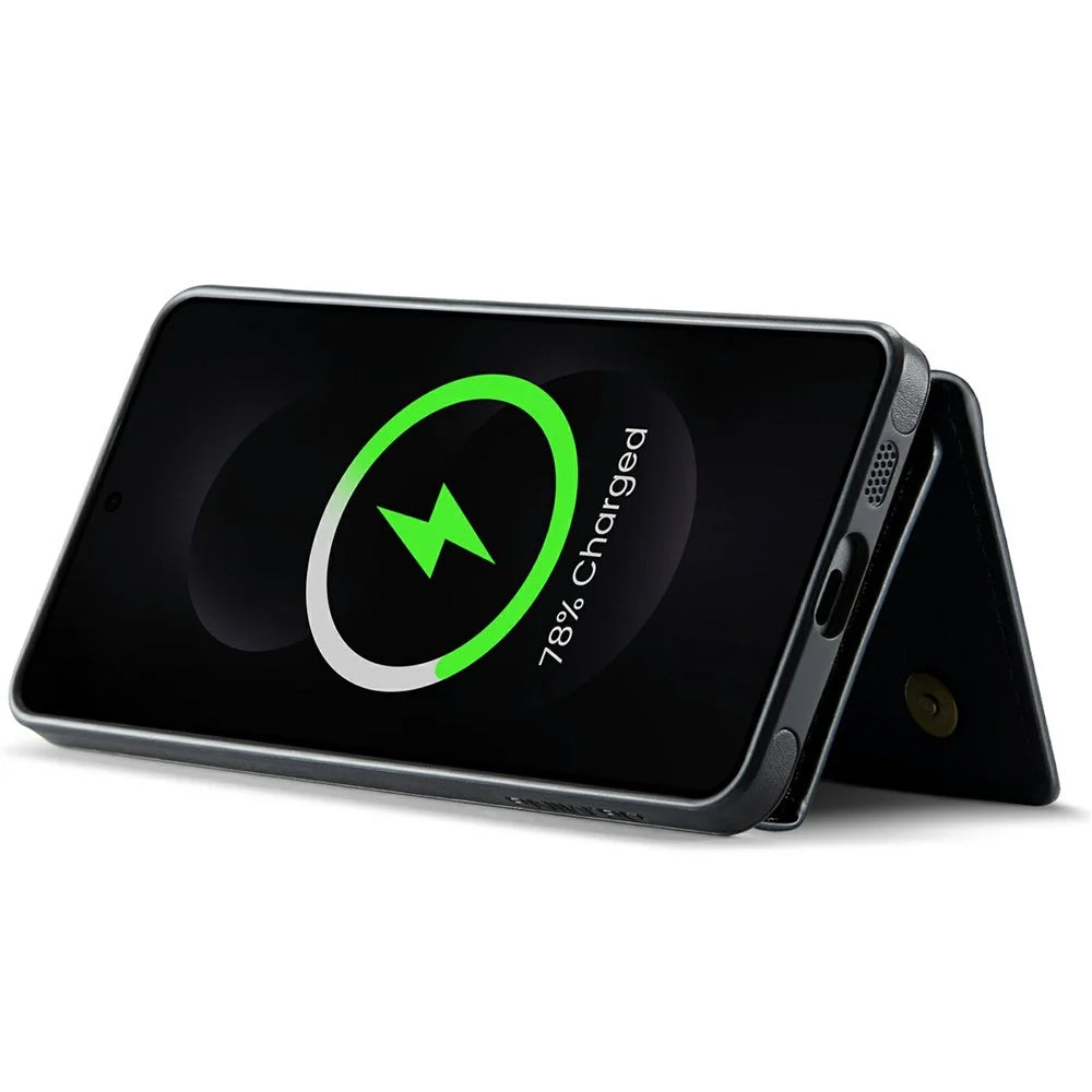DG.MING M5 Series For Samsung Galaxy S25 Edge Case Detachable Magnetic Leather Phone Cover with Card Slots - Black - 4