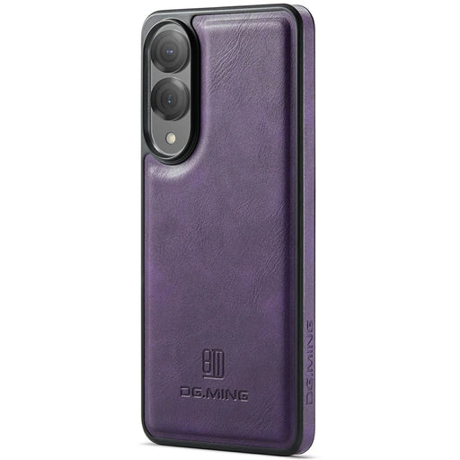 DG.MING For Samsung Galaxy S25 Edge Case Anti-Drop Leather Coated PC+TPU Phone Back Cover - Purple - 1