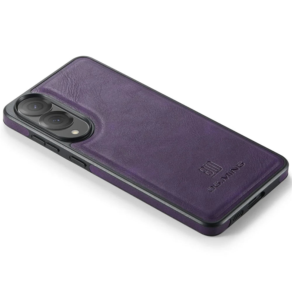 DG.MING For Samsung Galaxy S25 Edge Case Anti-Drop Leather Coated PC+TPU Phone Back Cover - Purple - 6