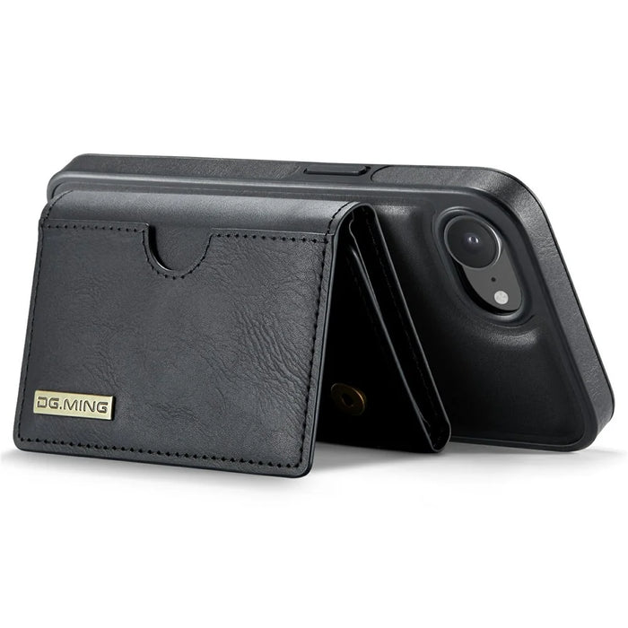 DG.MING M6 Series For iPhone 17e / 16e Case Magnetic Wallet PU + PC + TPU Phone Cover - Black - 3