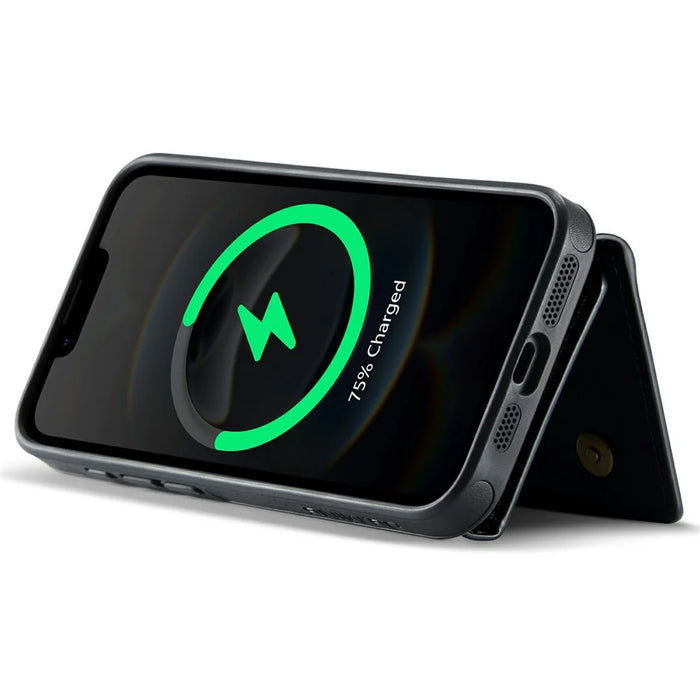 DG.MING M6 Series For iPhone 17e / 16e Case Magnetic Wallet PU + PC + TPU Phone Cover - Black - 4
