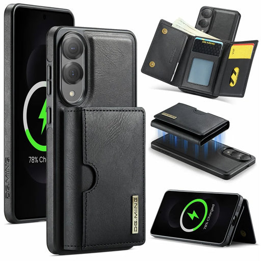 DG.MING M6 Series For Samsung Galaxy S25 Edge Case Magnetic Wallet PU + PC + TPU Phone Cover - Black - 1