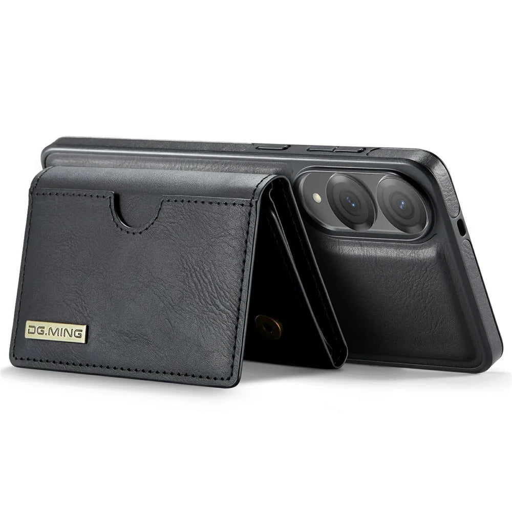 DG.MING M6 Series For Samsung Galaxy S25 Edge Case Magnetic Wallet PU + PC + TPU Phone Cover - Black - 4