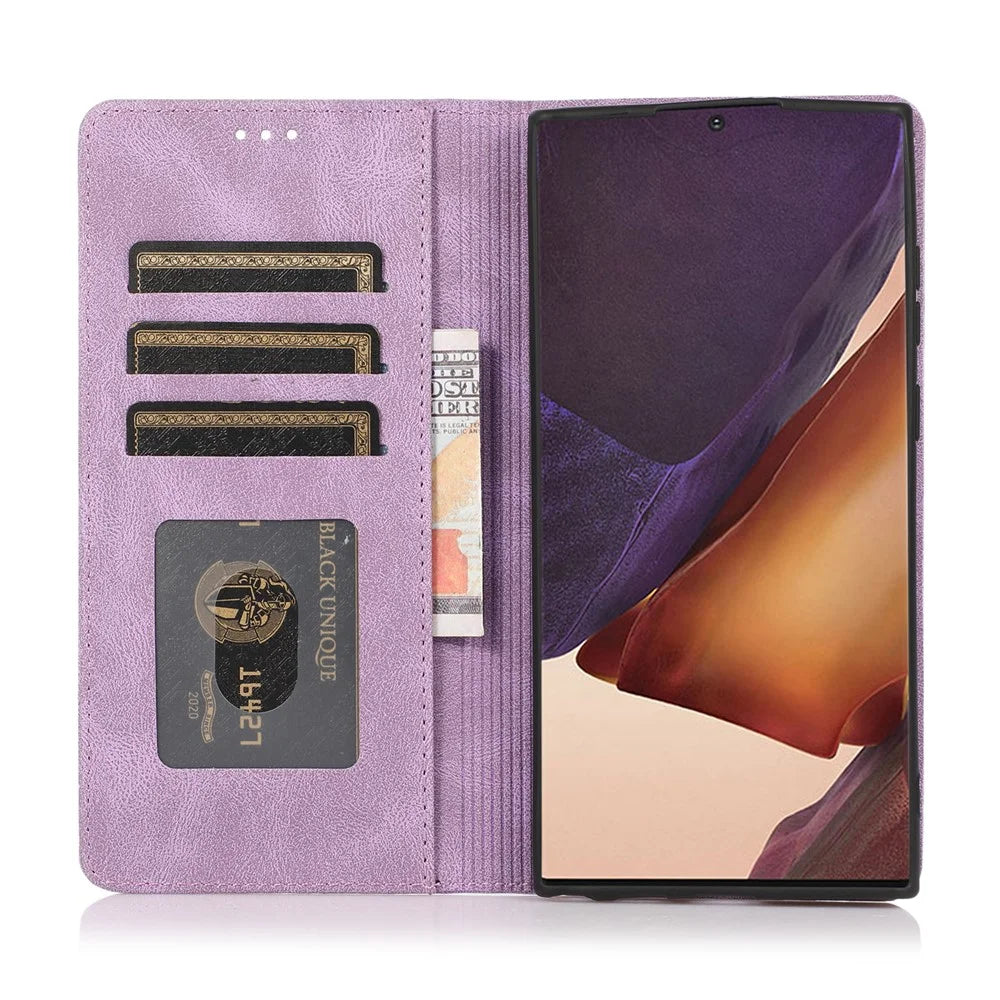 For Samsung Galaxy S25 Ultra Case Wallet Magnetic Closing Leather Flip Phone Cover - Purple - 2