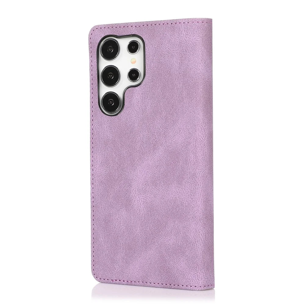 For Samsung Galaxy S25 Ultra Case Wallet Magnetic Closing Leather Flip Phone Cover - Purple - 7