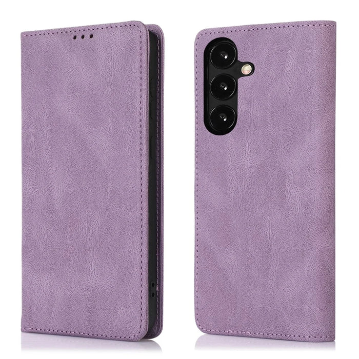 For Samsung Galaxy A55 5G Case Wallet Magnetic Closing Leather Flip Phone Cover - Purple - 1