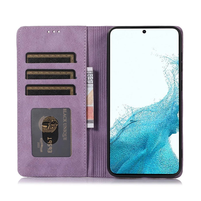 For Samsung Galaxy A55 5G Case Wallet Magnetic Closing Leather Flip Phone Cover - Purple - 2