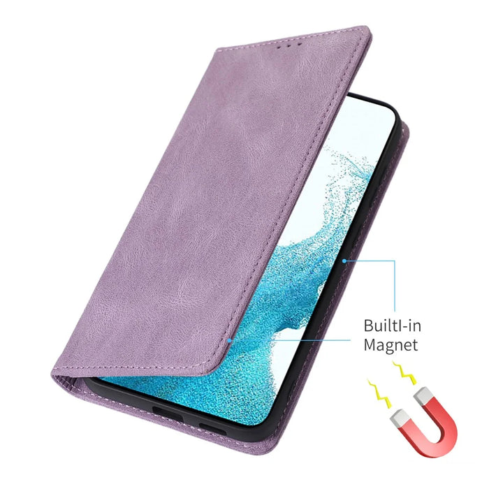For Samsung Galaxy S24 FE Case Wallet Magnetic Closing Leather Flip Phone Cover - Purple - 5