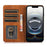 For iPhone 17e / 16e Case Wallet Magnetic Closing Leather Flip Phone Cover - Brown - 2