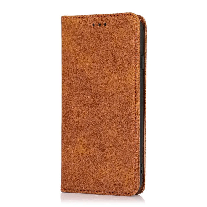 For iPhone 17e / 16e Case Wallet Magnetic Closing Leather Flip Phone Cover - Brown - 6