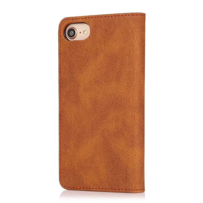 For iPhone 17e / 16e Case Wallet Magnetic Closing Leather Flip Phone Cover - Brown - 7