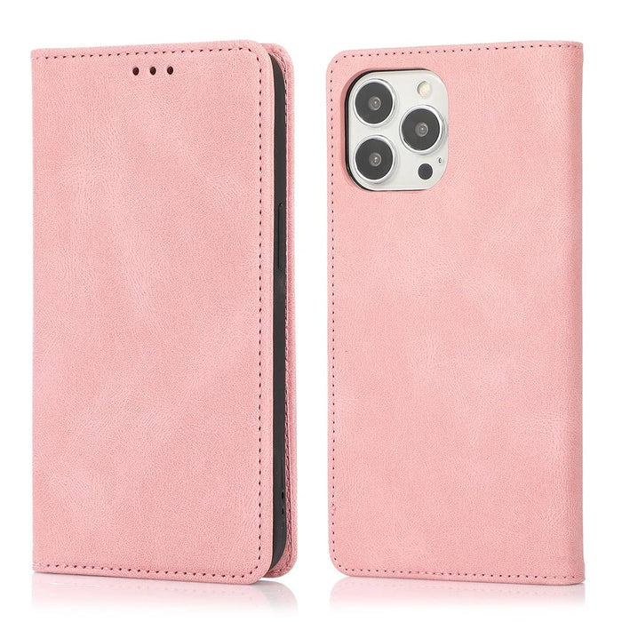 For iPhone 16 Pro Case Wallet Magnetic Closing Leather Flip Phone Cover - Rose Gold - 1