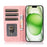 For iPhone 16 Pro Case Wallet Magnetic Closing Leather Flip Phone Cover - Rose Gold - 2
