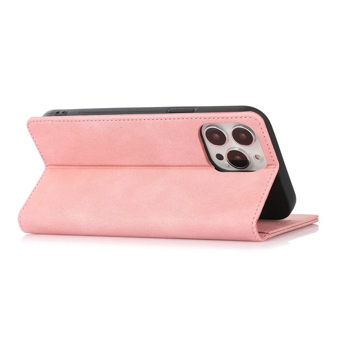 For iPhone 16 Pro Case Wallet Magnetic Closing Leather Flip Phone Cover - Rose Gold - 4