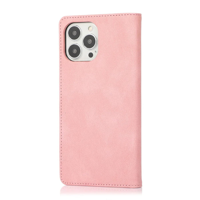For iPhone 16 Pro Case Wallet Magnetic Closing Leather Flip Phone Cover - Rose Gold - 7