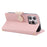 For iPhone 16 Pro Max Case Zipper Wallet Leather Phone Cover with Wrist Strap - Pink - 4