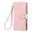 For iPhone 16 Pro Max Case Zipper Wallet Leather Phone Cover with Wrist Strap - Pink - 7