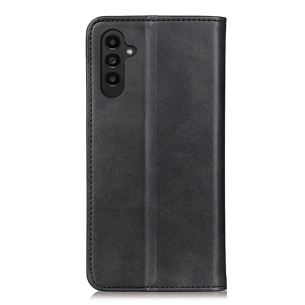 For Samsung Galaxy A14 5G / A14 4G Split Leather Magnetic Absorption Flip Case Stand Shockproof TPU Interior Shell Wallet Phone Cover - Black - 7