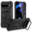 For Google Pixel 9 Pro XL Magnetic Case Metal Lens Frame Kickstand PC + TPU Mobile Cover - Black - 1