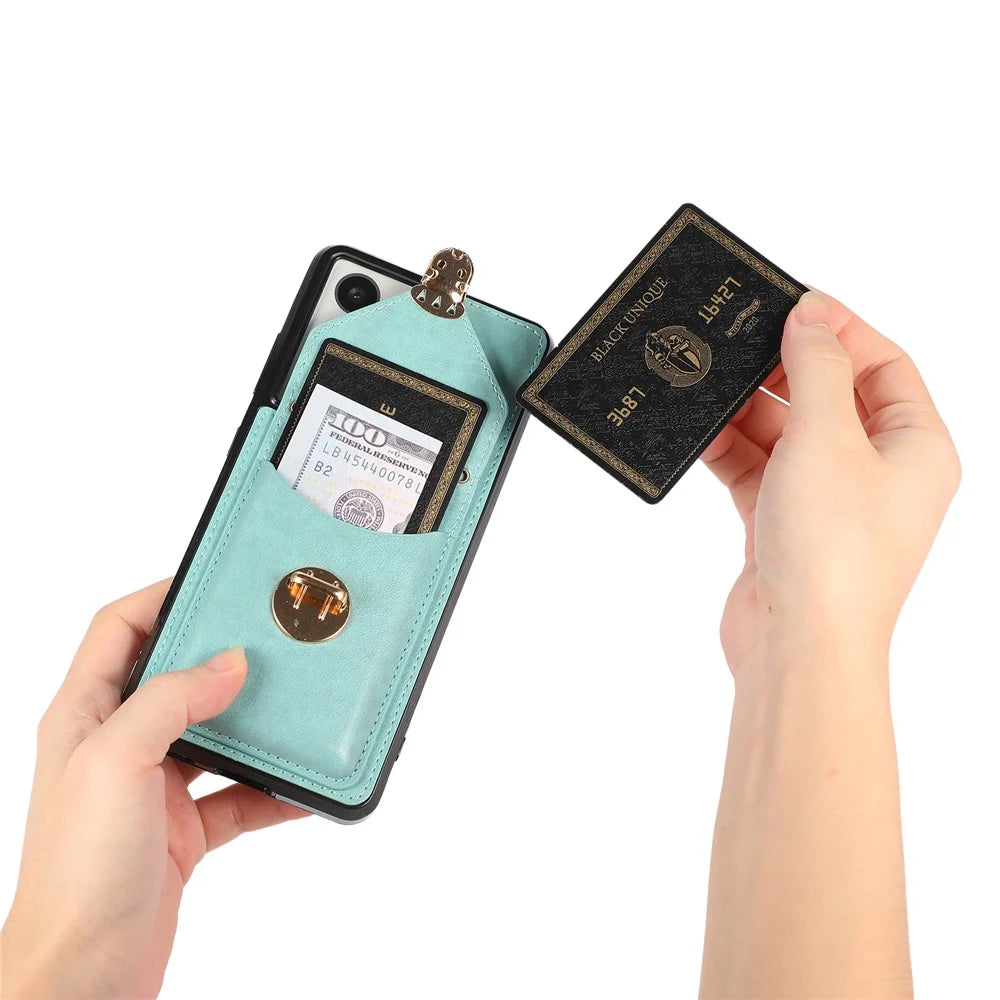 For Samsung Galaxy S25 Ultra Case Card Holder Kickstand PU Leather + TPU Phone Cover with Shoulder Strap - Green - 4