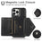 For iPhone 16 Pro Max Cell Phone Case Triangle Lid Card Bag Leather + TPU Cover with Long Strap - Black - 7