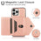 For iPhone 16 Pro Cell Phone Case Triangle Lid Card Bag Leather + TPU Cover with Long Strap - Rose Gold - 7