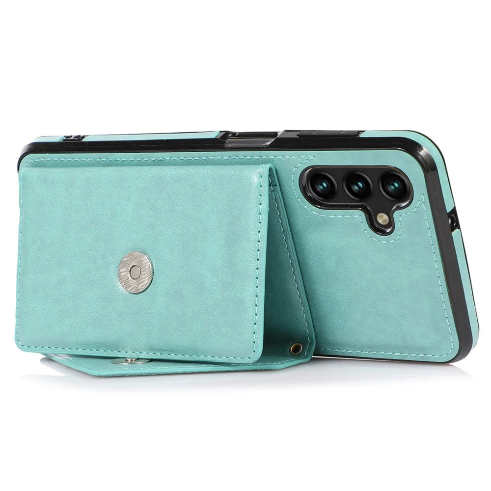 For Samsung Galaxy A16 4G / 5G Cell Phone Case Triangle Lid Card Bag Leather + TPU Cover with Long Strap - Green - 3
