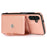 For Samsung Galaxy A36 5G Cell Phone Case Triangle Lid Card Bag Leather + TPU Cover with Long Strap - Rose Gold - 3