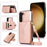 For Samsung Galaxy A56 5G Cell Phone Case Triangle Lid Card Bag Leather + TPU Cover with Long Strap - Rose Gold - 6