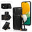 For Samsung Galaxy S24 FE Cell Phone Case Triangle Lid Card Bag Leather + TPU Cover with Long Strap - Black - 7