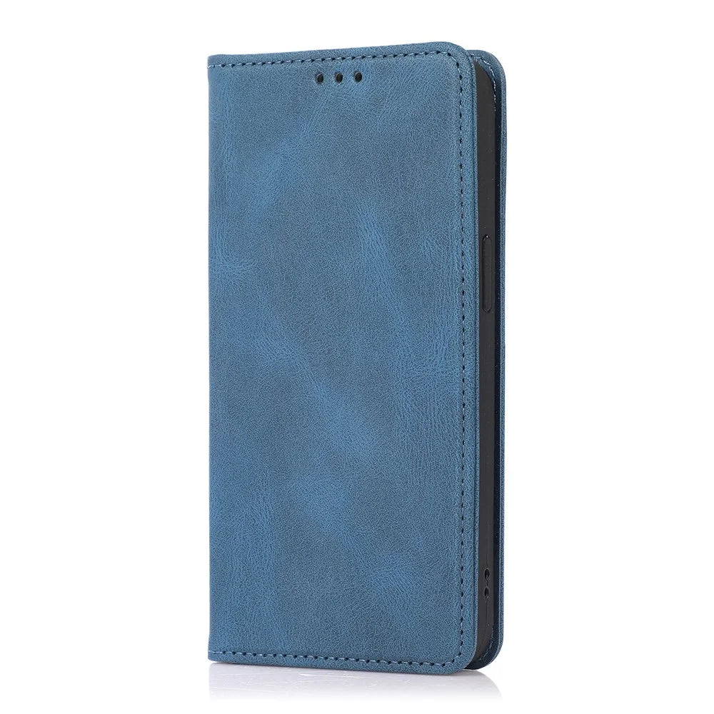 For iPhone 16 Case Wallet Magnetic Closing Leather Flip Phone Cover - Blue - 6