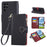 For Samsung Galaxy  S25 Ultra Case Zipper Wallet Leather Phone Cover with Wrist Strap - Black - 1