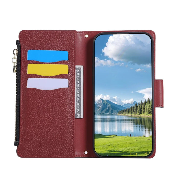 For Samsung Galaxy  S25 Ultra Case Zipper Wallet Leather Phone Cover with Wrist Strap - Black - 2