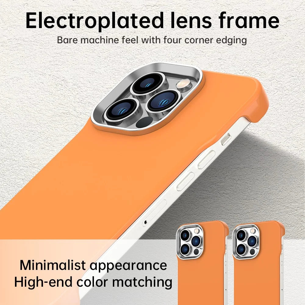 For iPhone 13 Pro Case Frameless Ultra Thin TPU + PET Phone Cover Reinforced Corners - Orange - 5