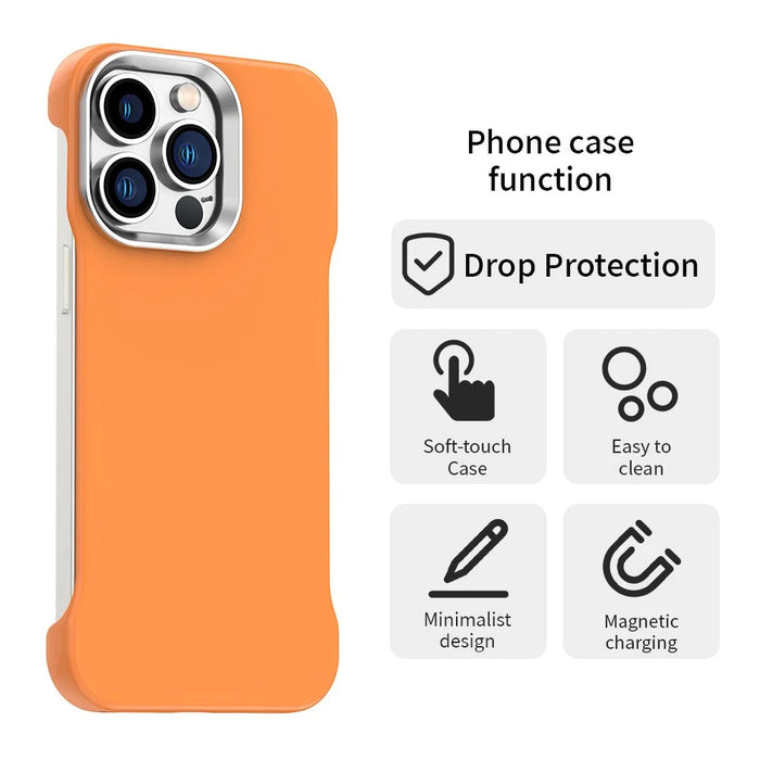 For iPhone 13 Pro Max Case Frameless Ultra Thin TPU + PET Phone Cover Reinforced Corners - Orange - 2