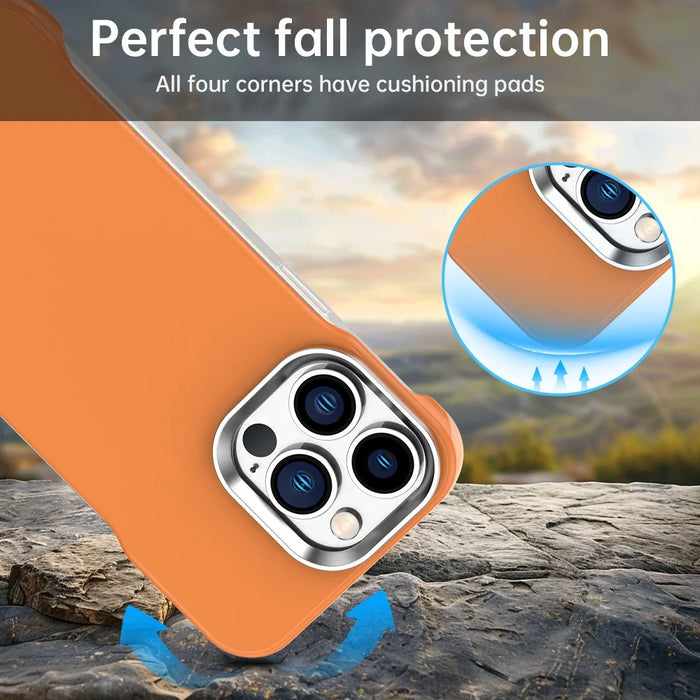 For iPhone 13 Pro Max Case Frameless Ultra Thin TPU + PET Phone Cover Reinforced Corners - Orange - 4