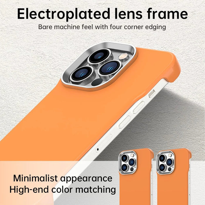 For iPhone 13 Pro Max Case Frameless Ultra Thin TPU + PET Phone Cover Reinforced Corners - Orange - 5