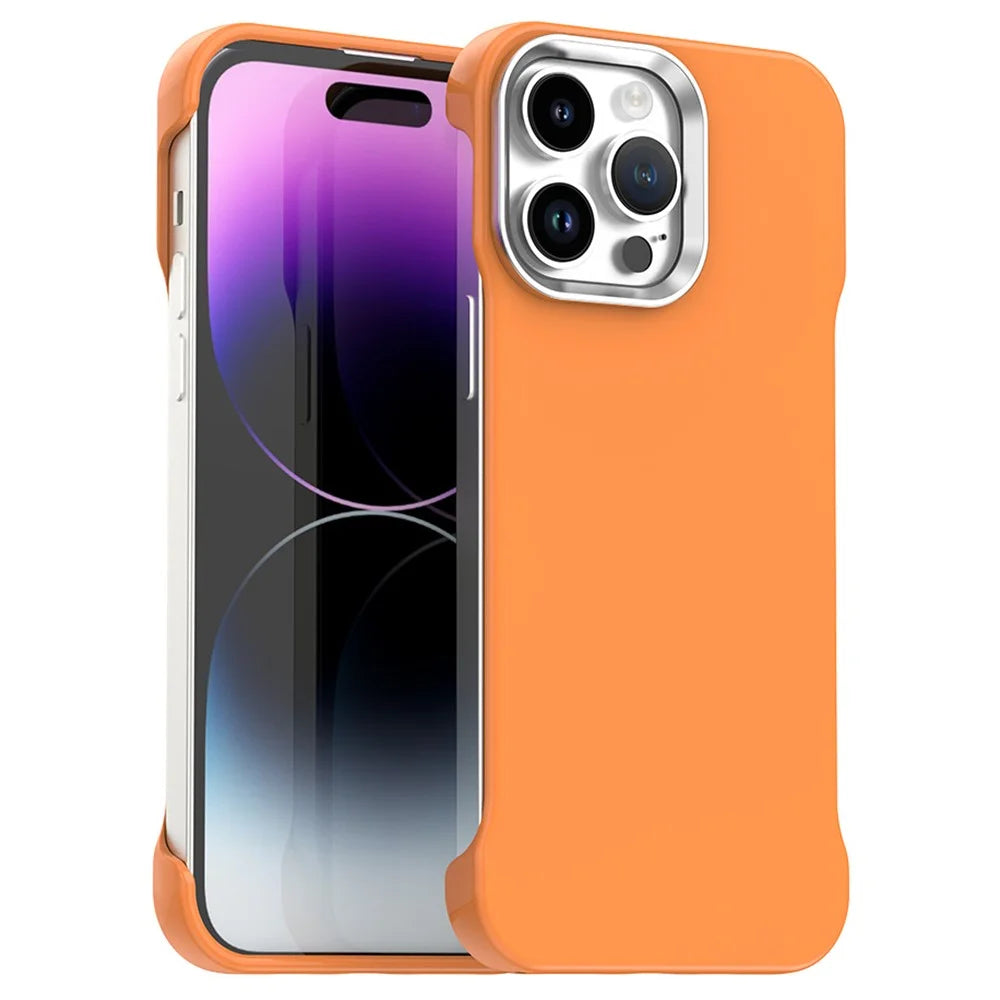 For iPhone 14 Pro Case Frameless Ultra Thin TPU + PET Phone Cover Reinforced Corners - Orange - 1